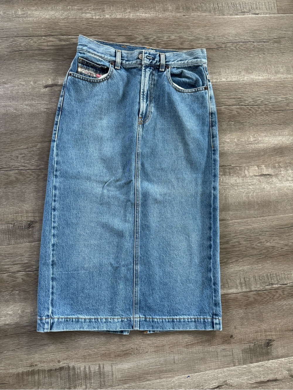 Diesel Industry Denim Division Blue Denim Midi Skirt Size 27 Y2K